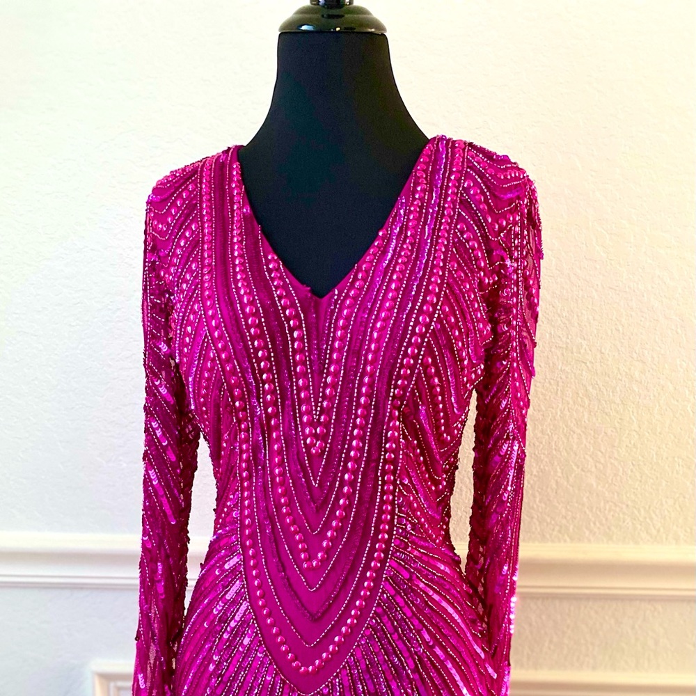 Karishma Creations Zasa Chic beaded sequin short cocktail dress.